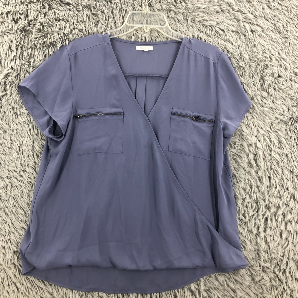 Maurices Blouse Womens XL Lilac Faux Wrap Top Vneck